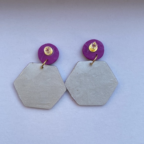 Handmade clay earrings pink NEW - Picture 4 of 4